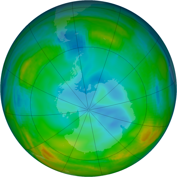 Antarctic ozone map for 26 June 1998